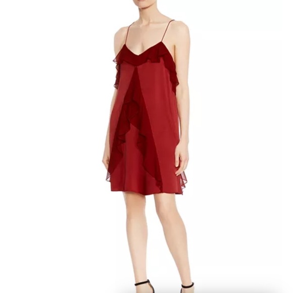 Haute Hippie Silk Chiffon Bibi Ruffled Slip Dress – Heart Red – Size 2 – NWT - Picture 2 of 9